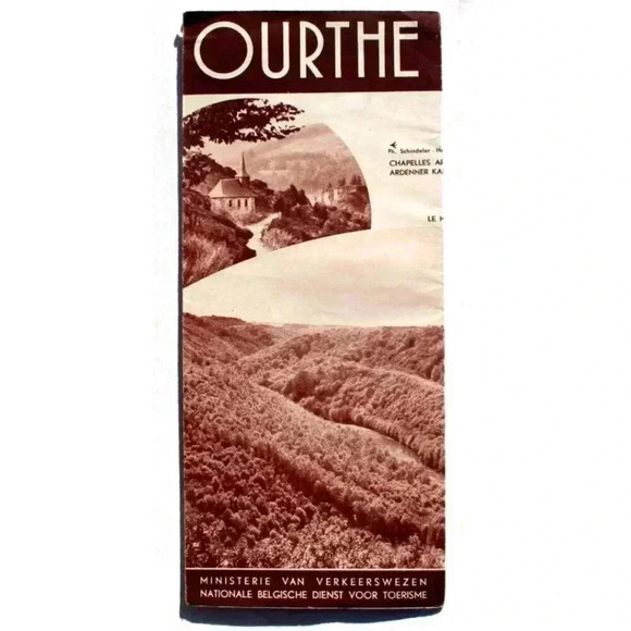 Antique Vtg OURTHE National Tourist Office Of Belgium Tour Guide Brochure - Picture 1 of 3